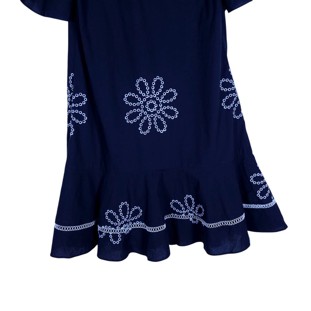 Pearl by Lela Rose Womens Dress XS Black Embroidered Ruffle Hem Boho Cottagecore - Picture 11 of 13
